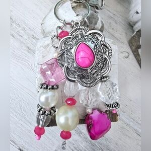 Handmade Pink Vintage Purse Charm / Keychain